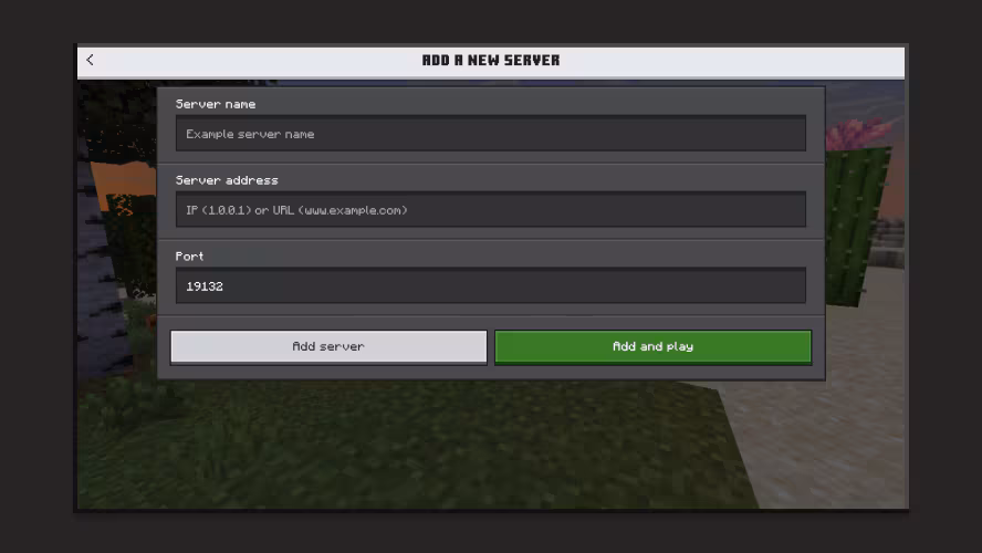 Botão adicionar servidor no PC